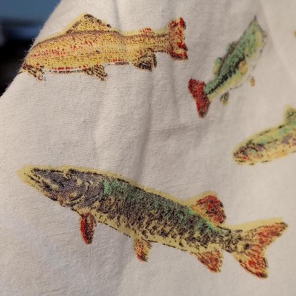 Reel Obsession Cotton Button Down Collar Short Sleeve Fish Print Shirt Sz Large - Picture 9 of 11